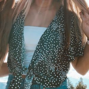 Green and Polka Dot Cover up Crop top